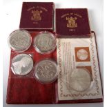 Mixed lot, comprising; four George VI Festival of Britain crowns (two boxed),