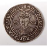 England, hammered silver shilling, Edward VI 1551-1553 fine issue, with rose, Tunbridge mint mark,