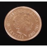 Great Britain, 2002 gold full sovereign, Queen Elizabeth II, rev.