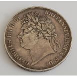 Great Britain, 1821 crown, George IV laureate head,