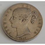 Great Britain, 1847 crown, Queen Victoria young head above date,