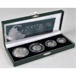 Great Britain, cased 2007 Britannia four-coin silver proof set, comprising two pound, one pound,