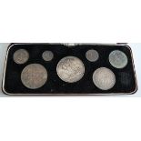 Great Britain, cased 1887 Queen Victoria Jubilee seven coin silver specimen set,