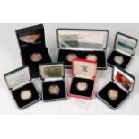 Seven various cased silver proof two pound coins, to include 2006 Brunel two-coin set,