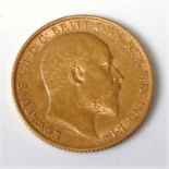 Great Britain, 1908 gold half sovereign, Edward VII, rev.