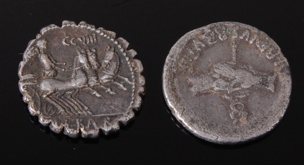 Roman Republic, Naevia Narvius Balbus (79ACE) AR Denarus; together with an M. - Image 2 of 2