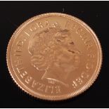 Great Britain, 2001 gold full sovereign, Queen Elizabeth II, rev.