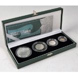 Great Britain, cased 2003 Britannia four-coin silver proof set, comprising two pound, one pound,