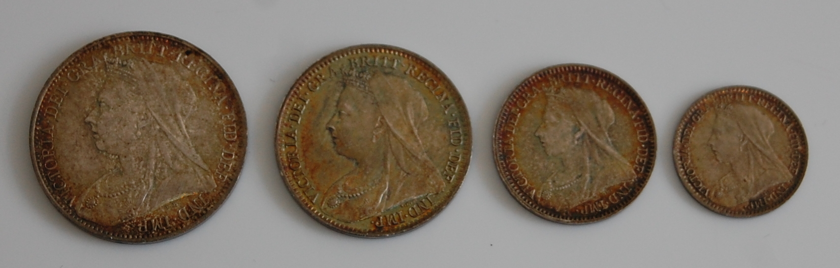 Great Britain, 1894 Maundy money four-coin set, Queen Victoria veil-head, rev. - Image 2 of 2