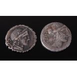 Roman Republic, Naevia Narvius Balbus (79ACE) AR Denarus; together with an M.