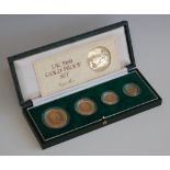 Great Britain, cased 1980 gold proof four coin set, comprising five pound, two pound,