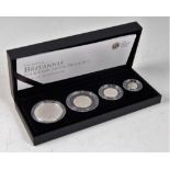 Great Britain, cased 2010 Britannia four-coin silver proof set, comprising two pound, one pound,