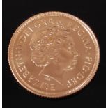 Great Britain, 2001 gold full sovereign, Queen Elizabeth II, rev.