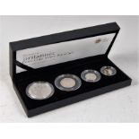 Great Britain, cased 2008 Britannia four-coin silver proof set, comprising two pound, one pound,