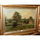 W. Highfield - Pair; The Toll Bargate, and Stone House in a landscape, oil on canvas, each signed