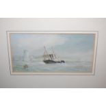 Albert Markes (1865-1901) - A ship coming in to port, watercolour, 10 x 20cm; together with assorted
