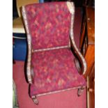 A pair of contemporary Louis XVI style open armchairs, each having bright coloured upholstery,