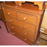 A Victorian mahogany round cornered chest of two short over three long drawers, width 97cm