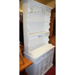 A contemporary white painted pine narrow kitchen dresser, w.93cm