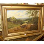 Alex Ansell - Loading the haycart, oil on canvas, signed lower left, 40 x 60cm; and Returning