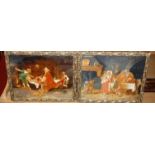 Circa 1900 school - Pair; Interior scenes, oil on canvas, 19 x 24.5cm; together with a pair of