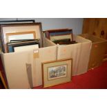 Three boxes of assorted principally modern pictures and prints etc