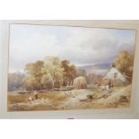 C. Arthur - Feeding the Chicks, watercolour, signed and dated 1879 lower left, 32 x 48cm