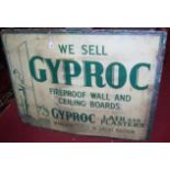 A pair of early 20th century enamel advertising signs, for Gyproc Fireproof Wall and Ceiling Boards,