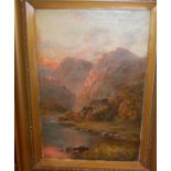 John Bonny - Mountain loch at sunset, oil on canvas, signed lower left, 60 x 40cm