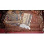 Four various Persian woollen rugs (all heavily worn)