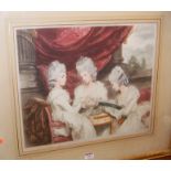 Sidney E. Wilson - Terrace scene with lady's crocheting, colour mezzotint, signed in pencil to the