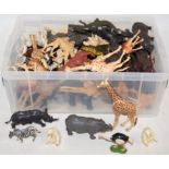 One box containing a quantity of Britains and Britains detail plastic zoo figures to include