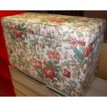 A modern floral upholstered hinge top ottoman, width 92cm