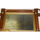 A Victorian walnut and figured walnut overmantel mirror, with re-gilded slip and detail, 80 x 118cm