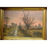 Rex N. Preston - Landscape at sunset, oil on board, signed and dated '70 lower left, 38 x 59cm
