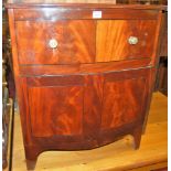 A 19th century mahogany bowfront commode, with hinged compartment, w.60cm