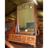 A 19th century mahogany swing dressing table mirror, having three drawer boxbase; together with a
