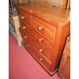 A Victorian mahogany round cornered chest of two shor tover three long drawers, width 116cm