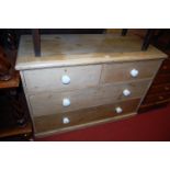 A Victorian pine chest of two short over three long drawers, w.105cm