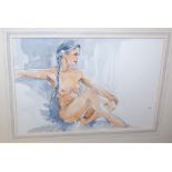 Katrinn - Female nude, oil on board, 34 x 26.5cm ; together with a female nude watercolour study and