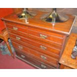 An Edwardian walnut square front chest of two short over three long drawers, width 107cm