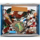 One box containing a quantity of Britains plastic and diecast figures and accessories to include the