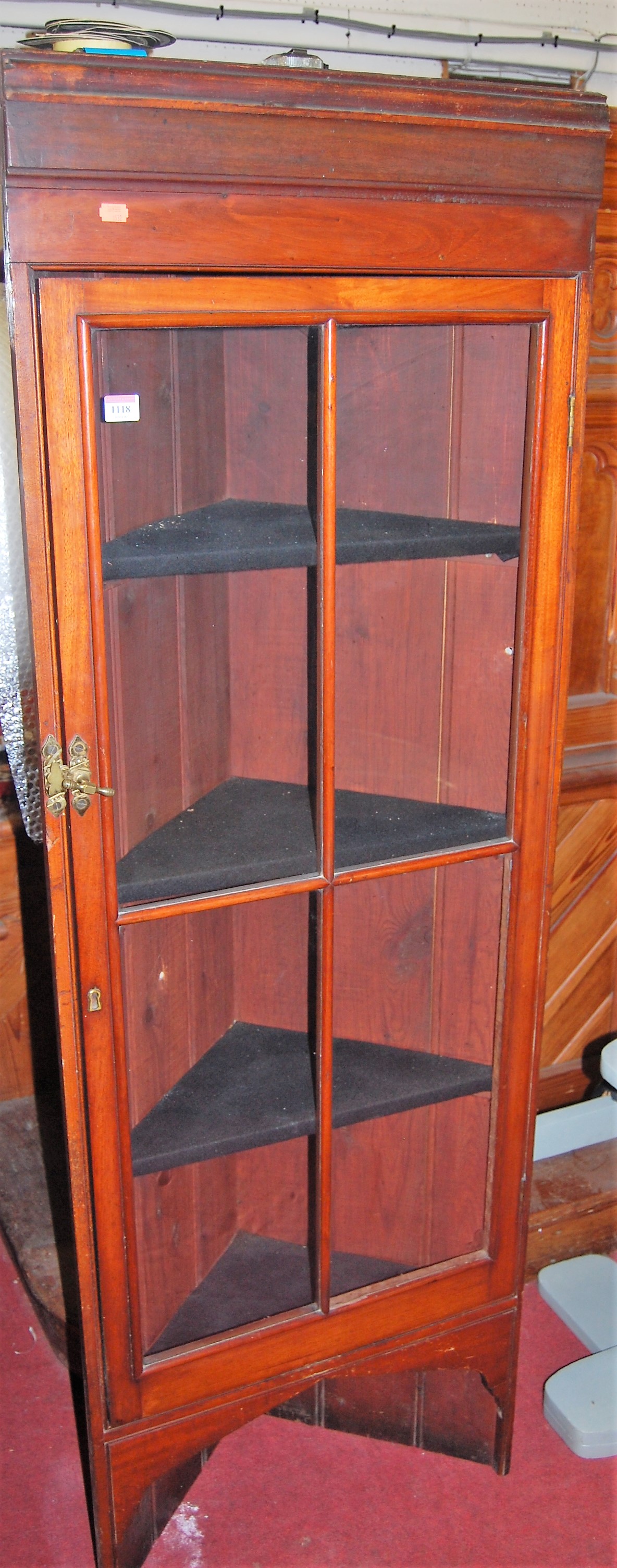 An Edwardian walnut corner cabinet, height 172cm