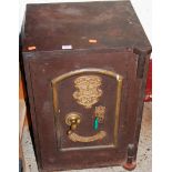 An early 20th century cast iron floor safe, with internal drawer (with key), w.43.5cm