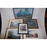 A quantity of mixed train related pictures and prints to include Sir Nigel Gresley