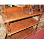 A mid Victorian mahogany ledgeback three tier buffet, width 112.5cm