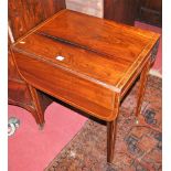 A late 19th century rosewood, satinwood inlaid, and further strung pembroke table having single