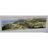 David Birtwhistle - Winter walk along the Malvern Ridge, watercolour, signed lower left, 16 x 53.