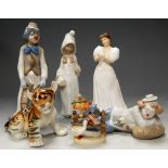 A Lladro figure, Nadal figure, Cascades figure, Doulton figurine of Maria HN3381, Hummel figure, and