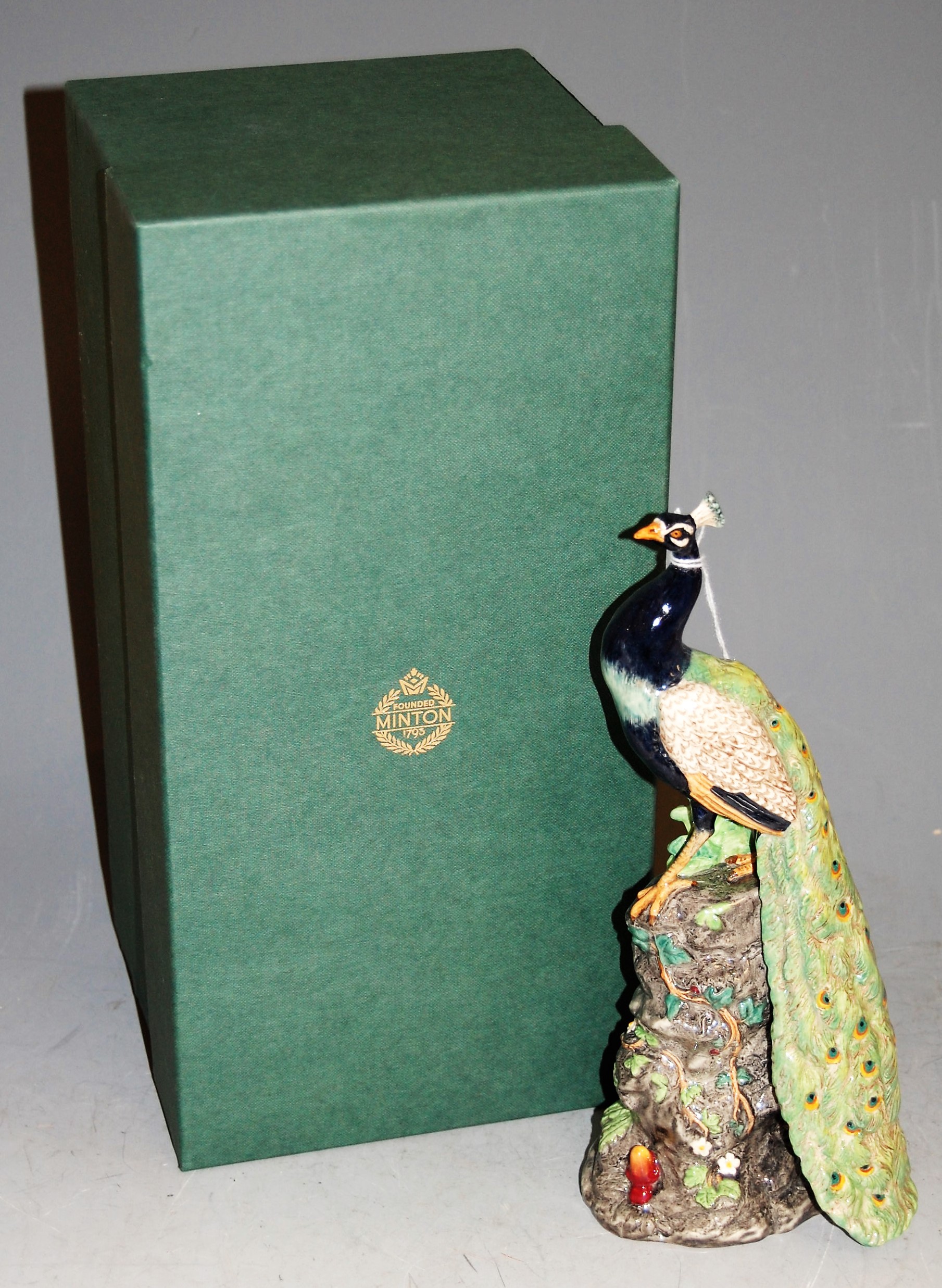 A Minton 'Minton in Miniature' figure of a peacock, boxed